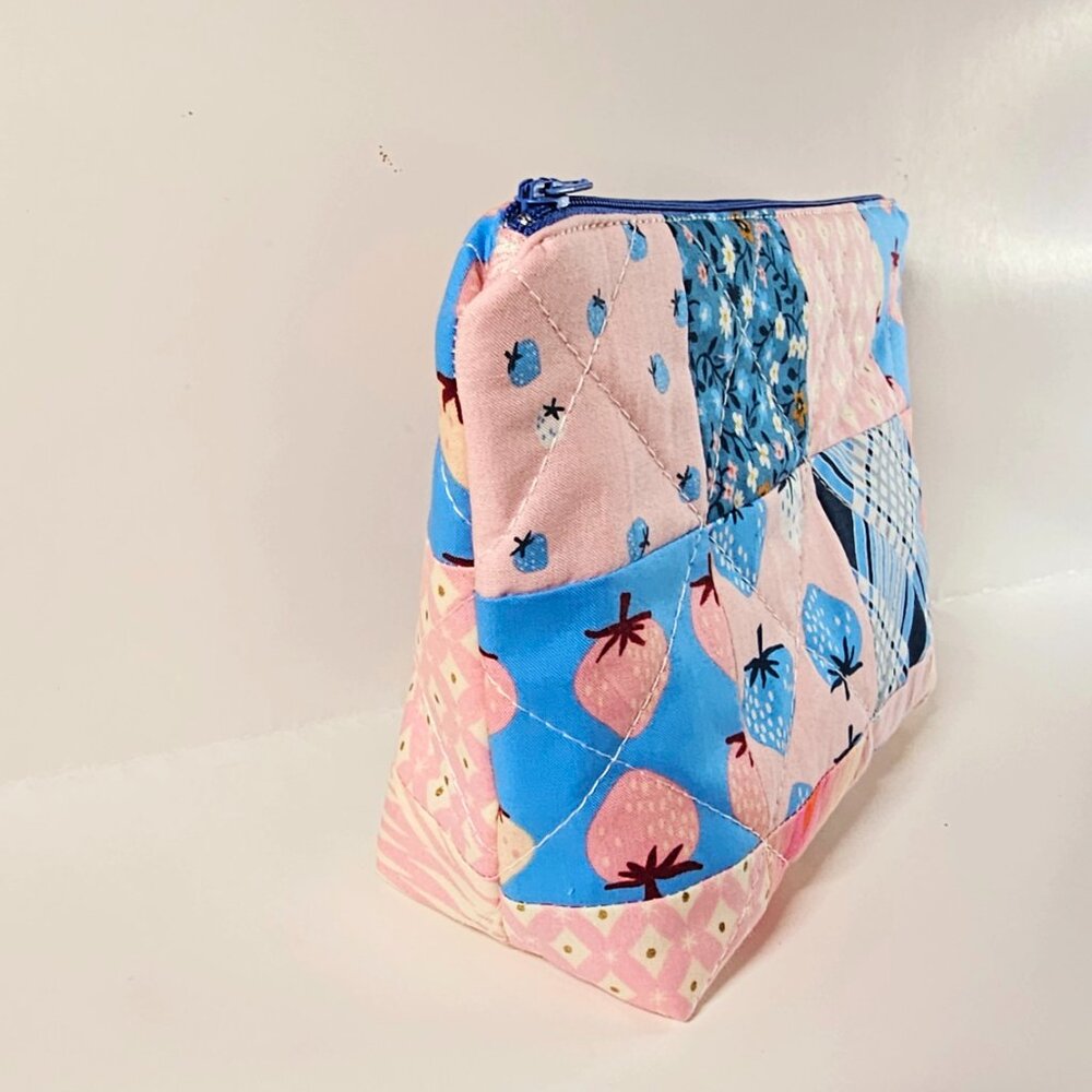 Ruby Star Society Patchwork Zipper Pouch: Handmade Quilted Cosmetic Bag - Picture 4 of 4